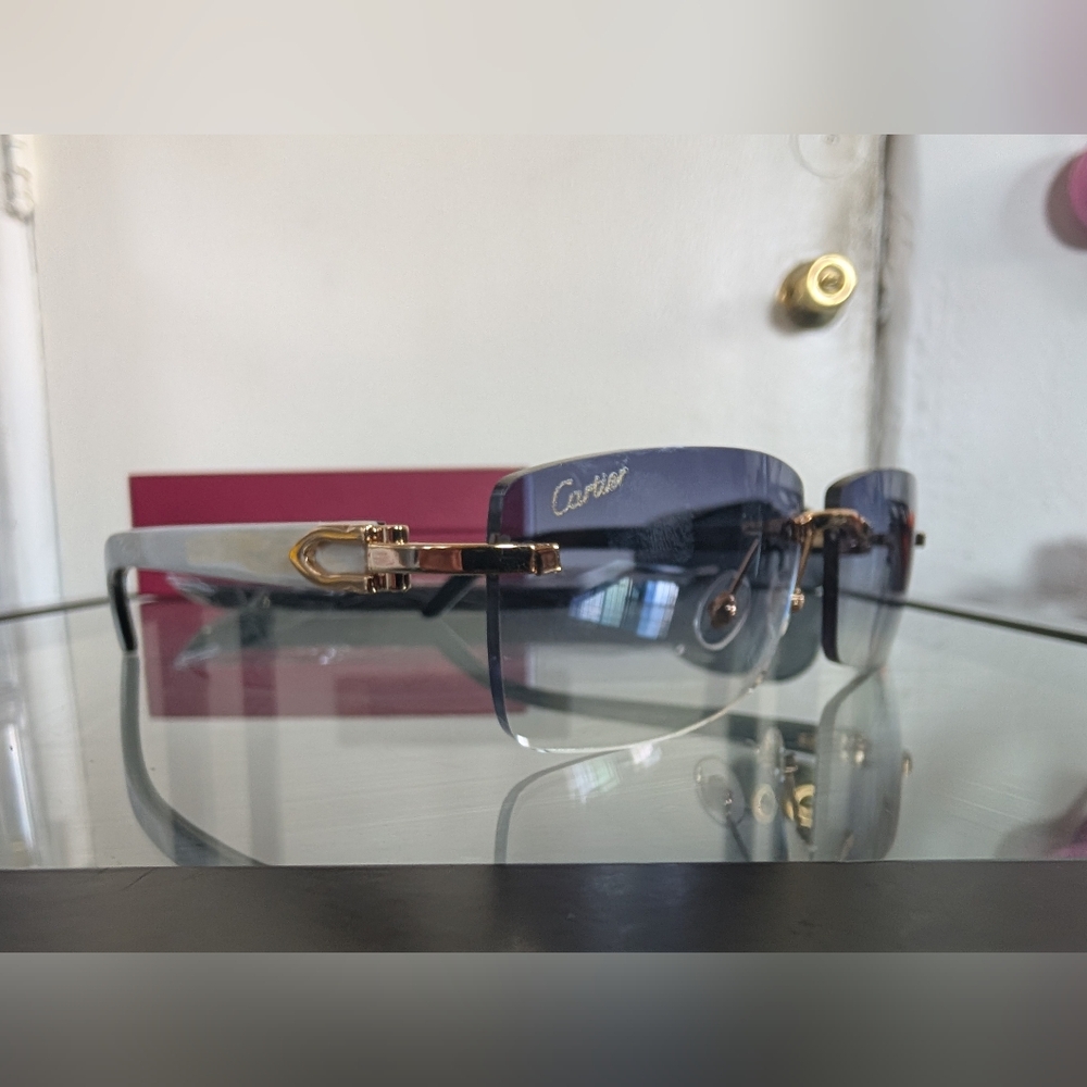 Cartier style, white buffalo horn sunglasses